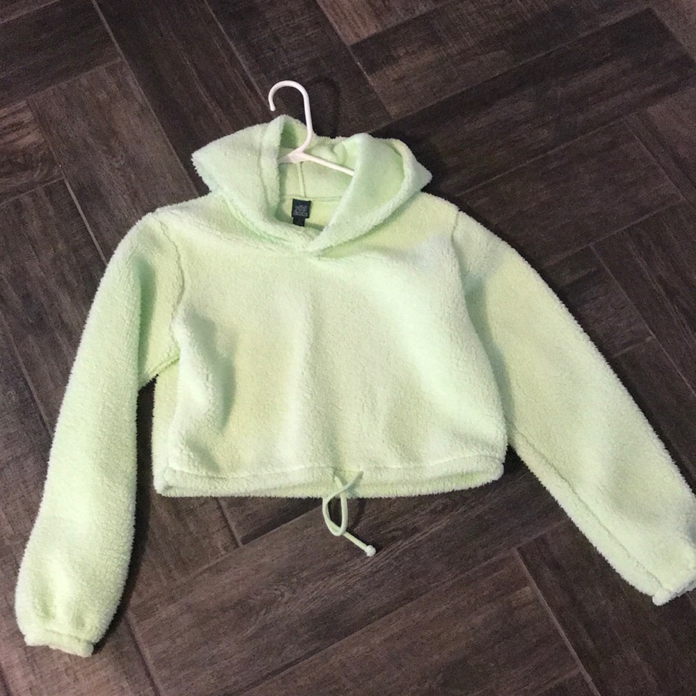 Small wolf Fable crop top fuzzy hoodie